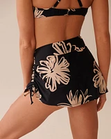 BLACK HIBISCUS High Waist Skirt Bikini Bottom