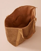 Sac en paille avec anses en tissu