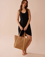 Sac en paille avec anses en tissu