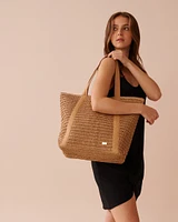 Sac en paille avec anses en tissu