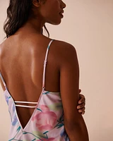 Lavender Garden Print Satin Cami with Shelf Bra