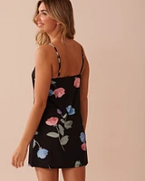 Tulip Print Lace Trim Nightie with Shelf Bra