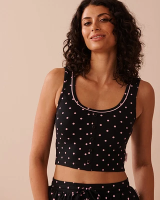 Camisole courte à soutien intégré en coton avec boutons