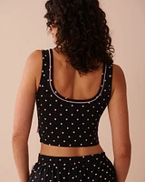 Camisole courte à soutien intégré en coton avec boutons