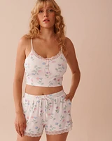 Camisole courte ultra douce à soutien intégré imprimé tulipe