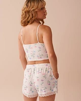 Camisole courte ultra douce à soutien intégré imprimé tulipe