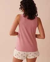 Bee Print Cotton Scoop Neck Cami
