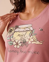 Bee Print Cotton Scoop Neck Cami