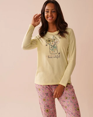 Bee Print Cotton Long Sleeve Shirt