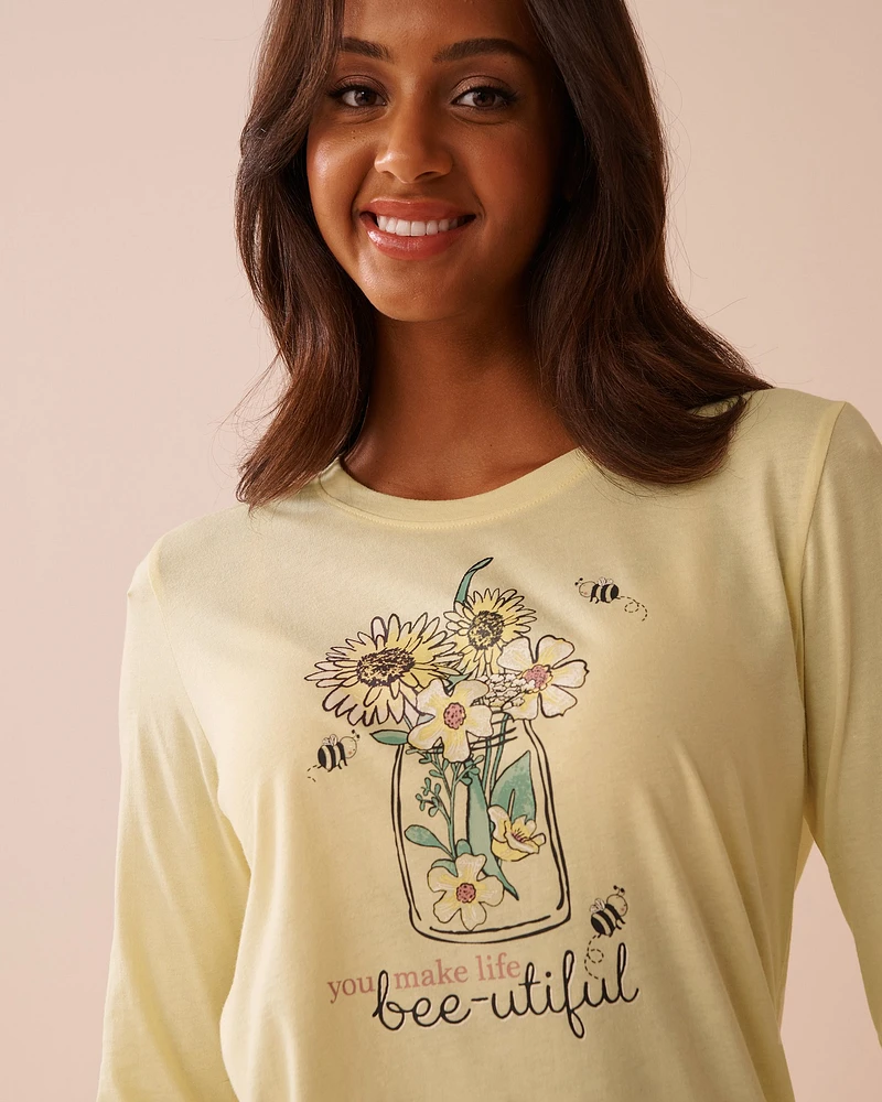 Bee Print Cotton Long Sleeve Shirt