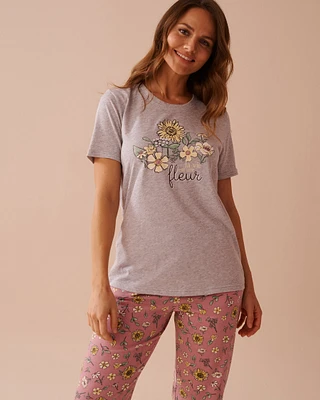 Sunflower Print Crew Neck T-shirt