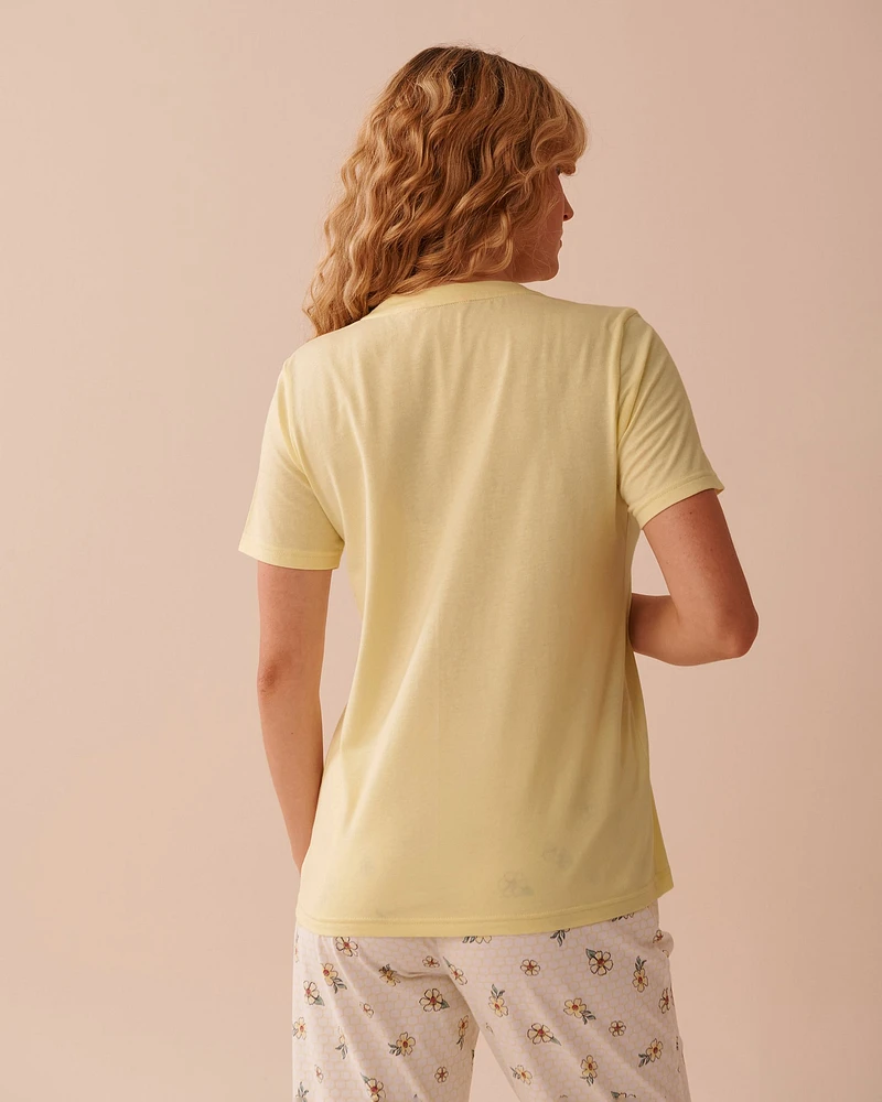 Bee Print Cotton Crew Neck T-shirt