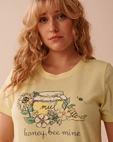Bee Print Cotton Crew Neck T-shirt