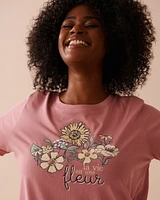 Sunflower Print Cotton Crew Neck T-shirt