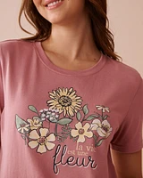 Sunflower Print Cotton Crew Neck T-shirt
