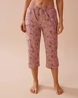 Sunflower Print Cotton Capris