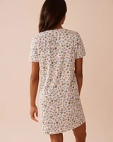 Sunflower Print Cotton Short Sleeve Sleepshirt