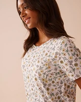 Sunflower Print Cotton Short Sleeve Sleepshirt