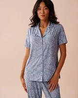 White Floral Print Recycled Fibers Button-down Shirt