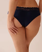Culotte cheeky coton et bande de dentelle