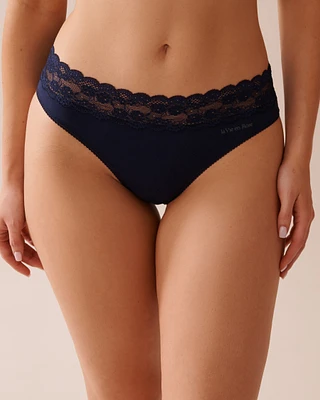 Culotte bikini coton et bande de dentelle