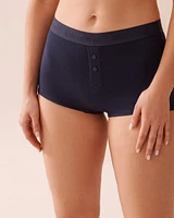 Cotton and Logo Elastic Band High Waist Boyleg Panty