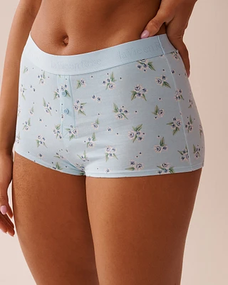 Culotte garçonne taille haute coton et bande élastique logo