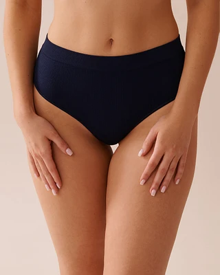 Culotte tanga taille haute côtelée en tissu sans coutures