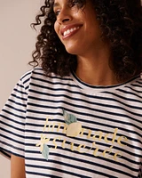 Lemon Print and Stripes Cotton T-shirt