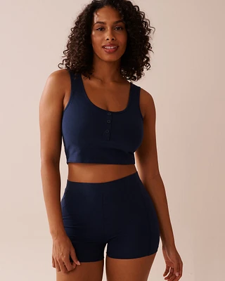 Camisole courte à soutien intégré en coton avec boutons