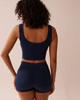 Camisole courte à soutien intégré en coton avec boutons