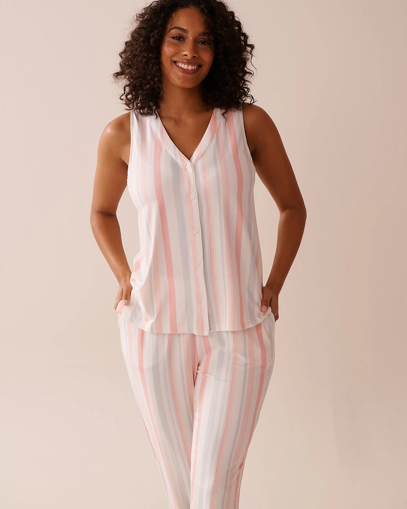 Multistripe Super Soft Button-down Cami