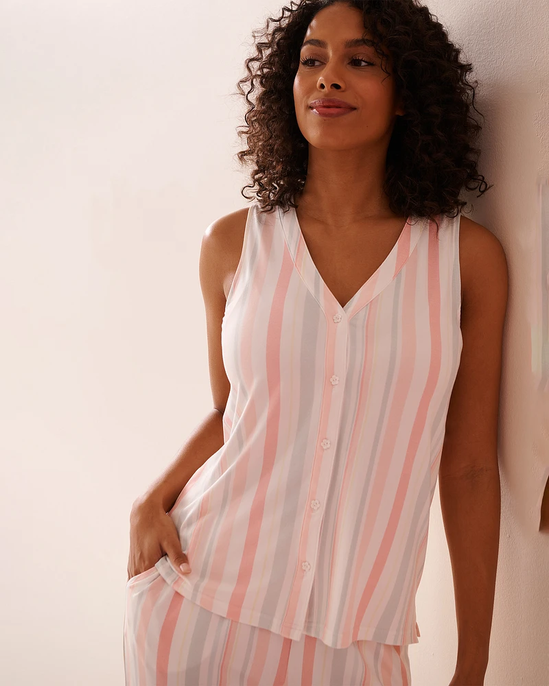 Multistripe Super Soft Button-down Cami