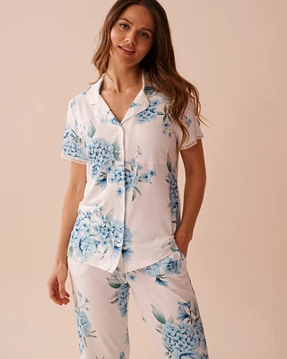 Hydrangea Print Super Soft Button-down Shirt