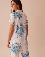 Hydrangea Print Super Soft Button-down Shirt