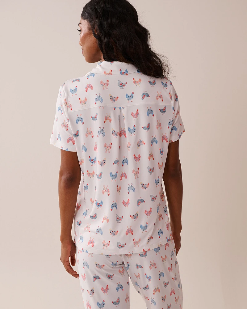 Chicken Print Super Soft Button-down Shirt