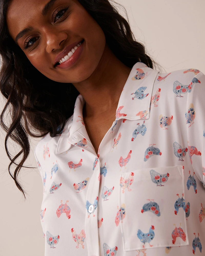 Chicken Print Super Soft Button-down Shirt