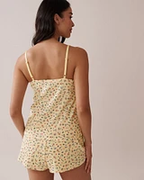 Ditsy Floral Print Ribbed Cami with Shelf Bra