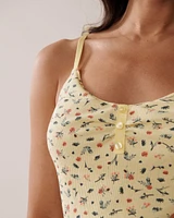 Ditsy Floral Print Ribbed Cami with Shelf Bra