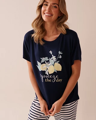Lemon Print Super Soft Loose Fit T-shirt