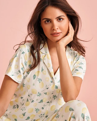 Lemon Print Super Soft Button-down Shirt