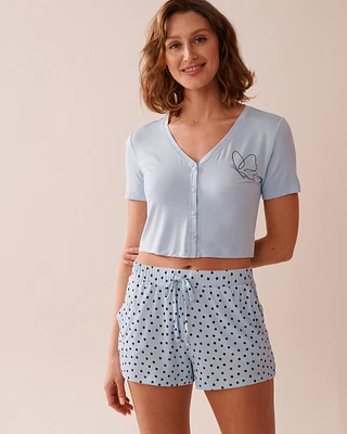 Butterfly Print Soft Jersey Crop T-shirt
