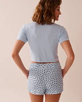 Butterfly Print Soft Jersey Crop T-shirt