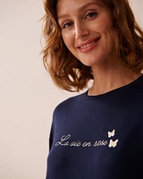 Butterfly Print Soft Jersey Drop Shoulder T-shirt