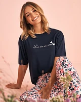 Butterfly Print Soft Jersey Drop Shoulder T-shirt