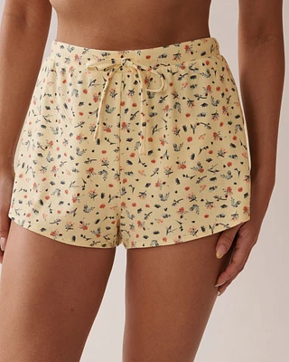 Ditsy Floral Print Ribbed Shorts