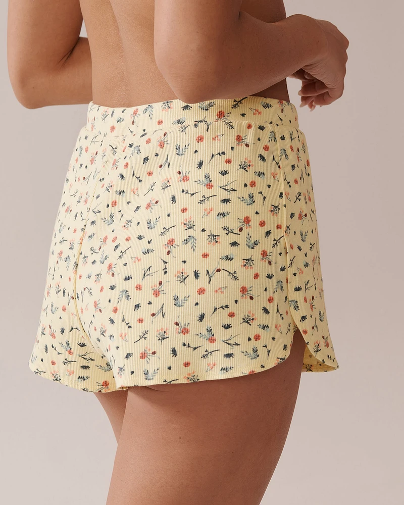 Ditsy Floral Print Ribbed Shorts