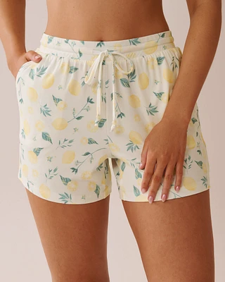Lemon Print Super Soft Bermuda Pajama Shorts