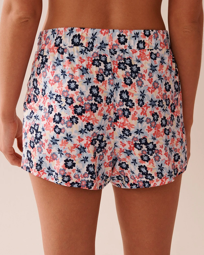 Ditsy Floral Print Soft Jersey Pajama Shorts