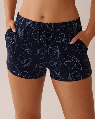Butterfly Print Soft Jersey Pajama Shorts